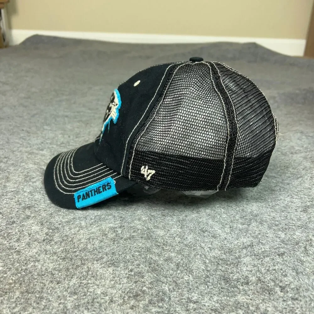 Carolina Panthers Mens Hat Cap Snapback Black Blue Trucker Mesh‎ Retro Football